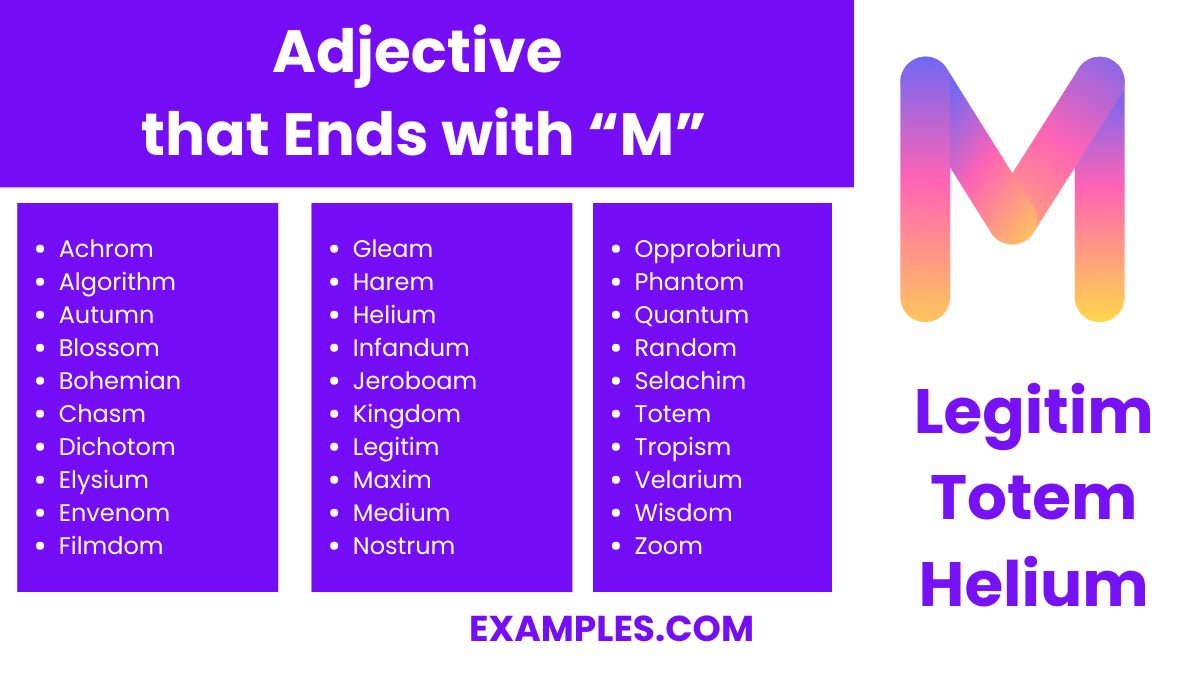 adjective that end m
