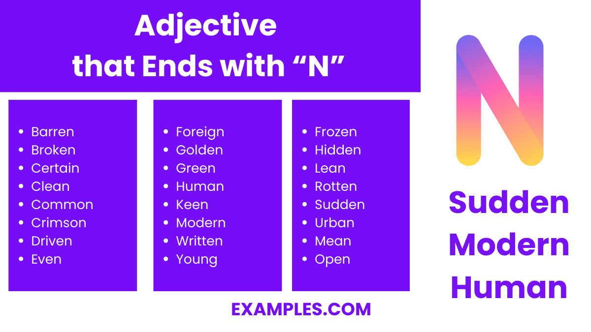 adjective that end n