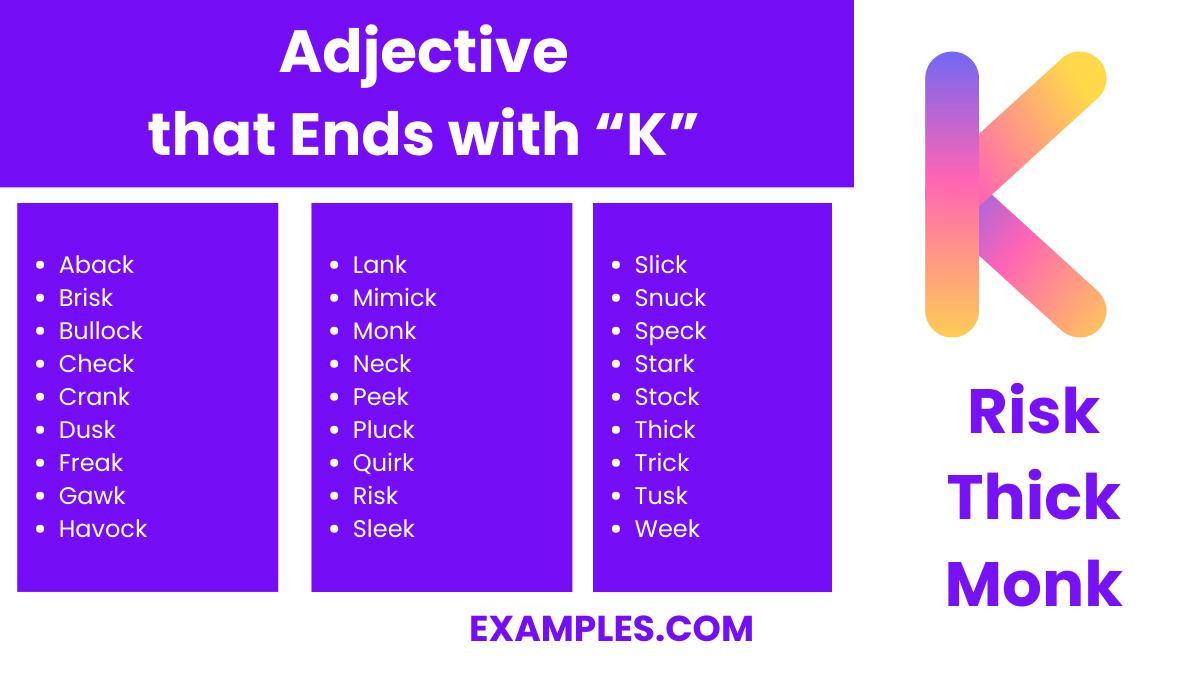 adjective that end k
