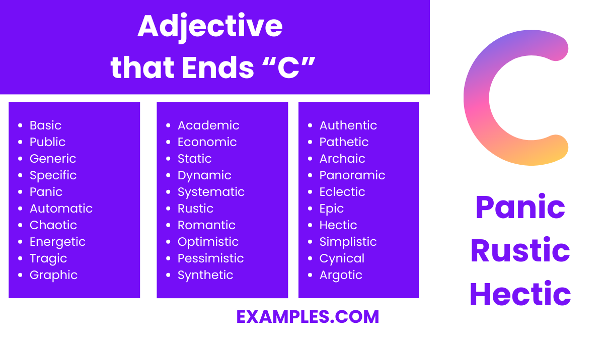 adjective that ends c