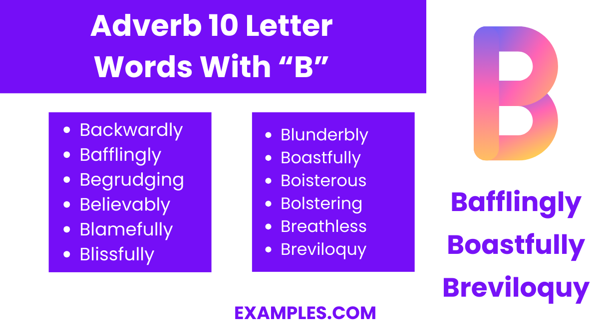 adverb 10 letter words with b