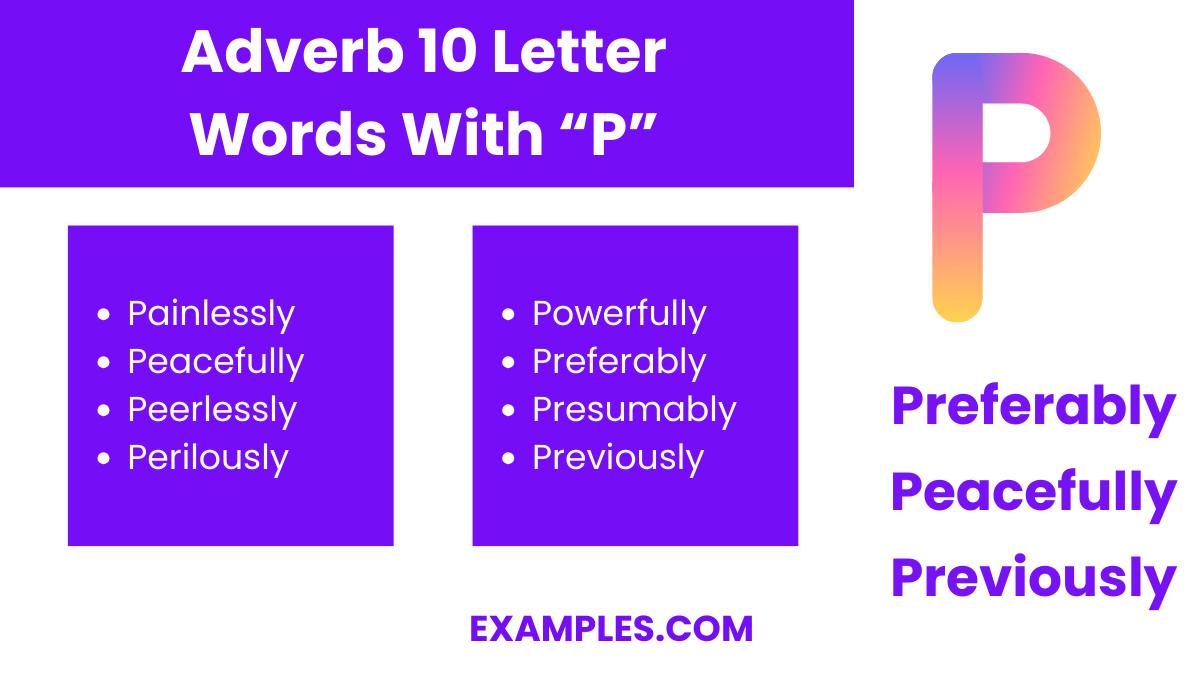 adverb 10 letter words with p