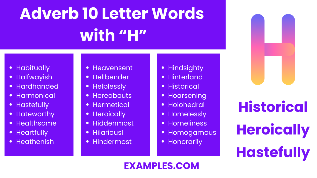 adverb 10 letter words with h