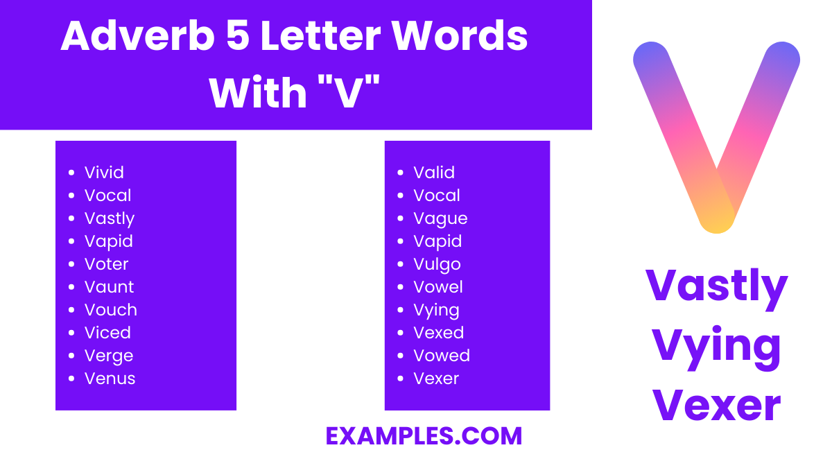 adverb 5 letter words with v