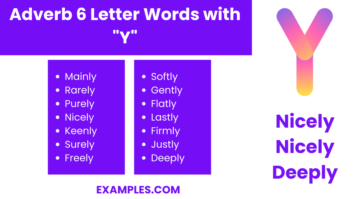 adverb 6 letter words with y