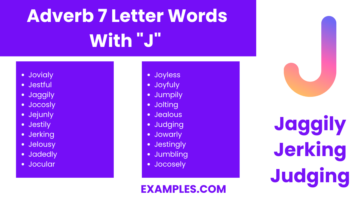 adverb 7 letter words with j