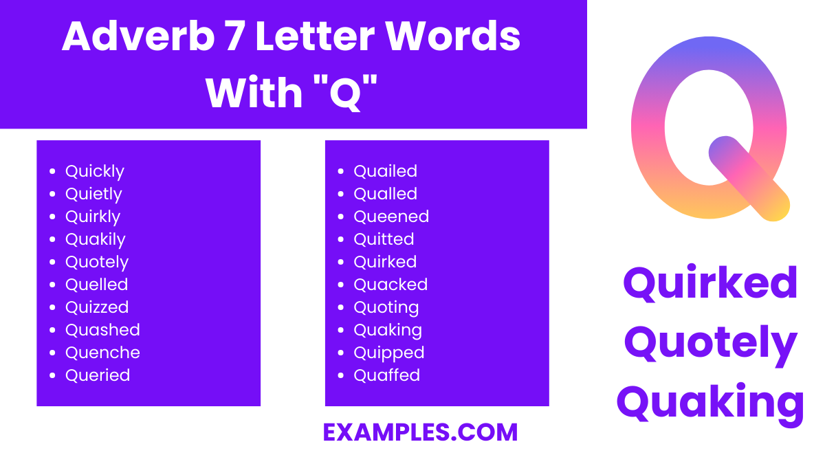 adverb 7 letter words with q