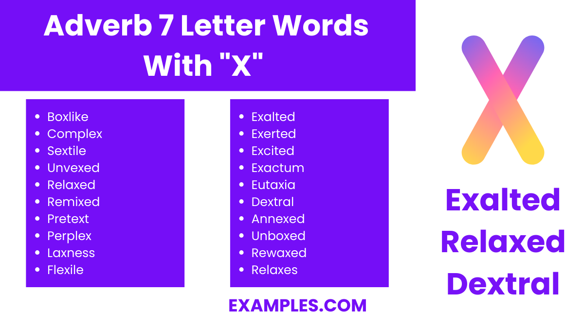 adverb 7 letter words with x