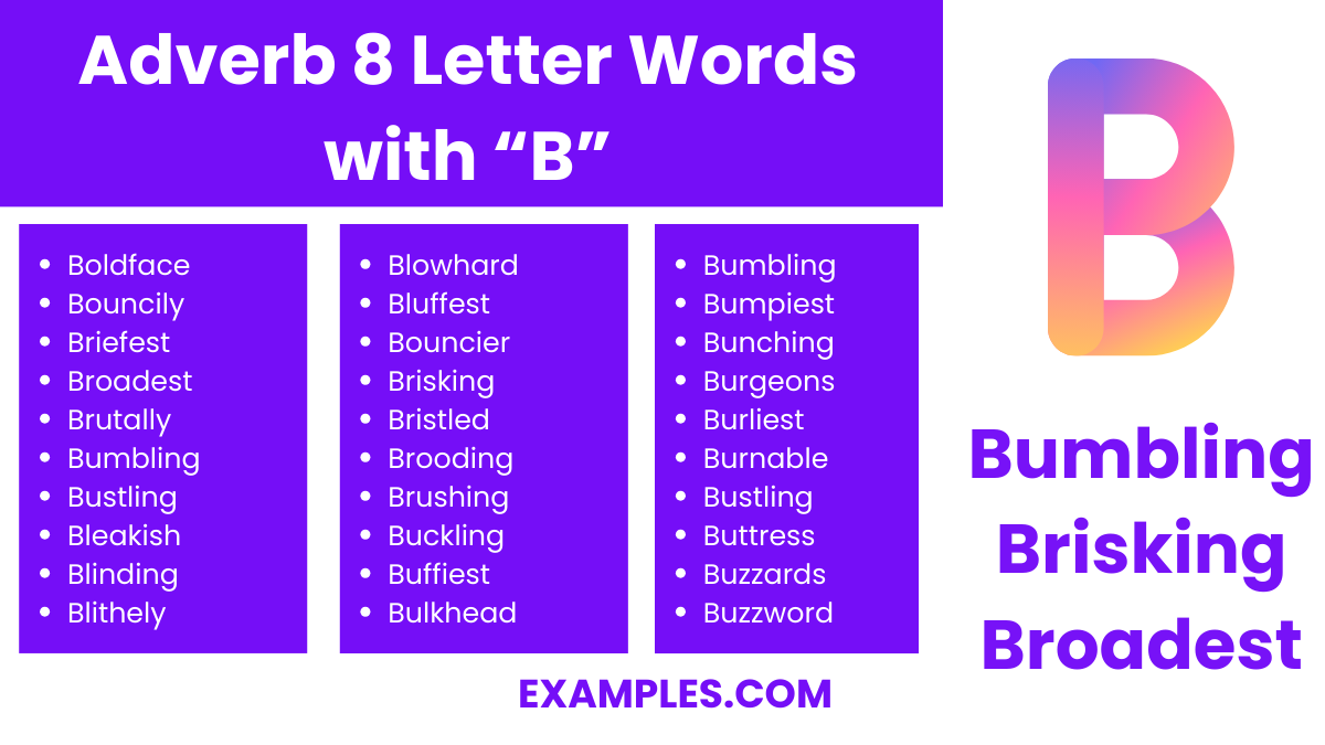 adverb 8 letter words with b