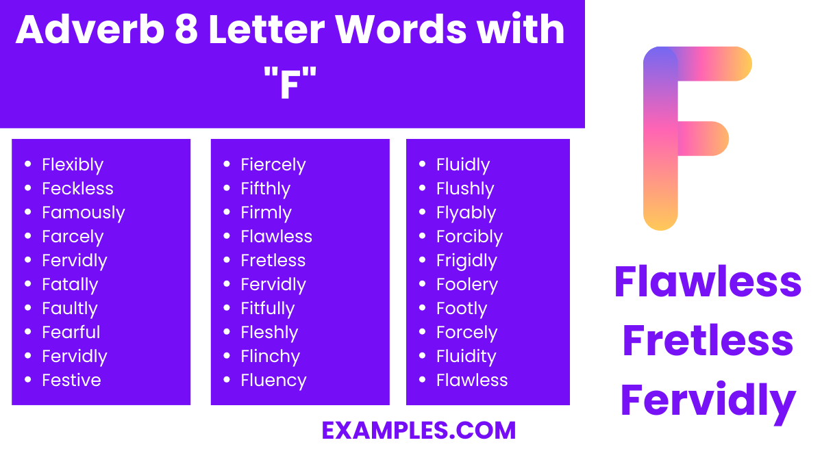 adverb 8 letter words with f