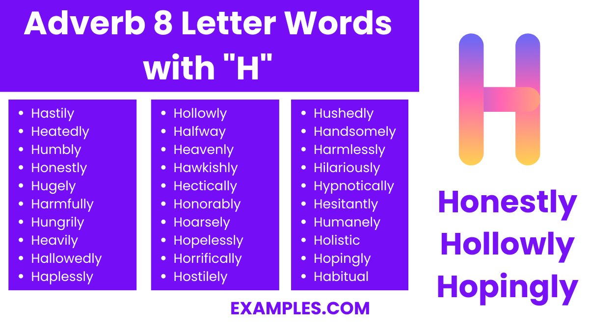adverb 8 letter words with h