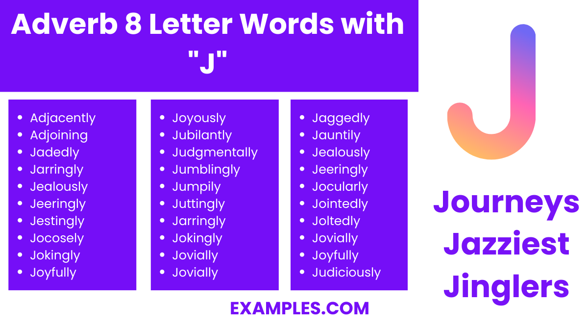 adverb 8 letter words with j