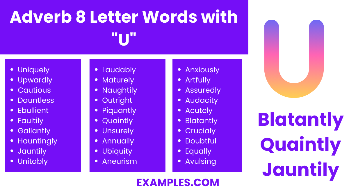 adverb 8 letter words with u