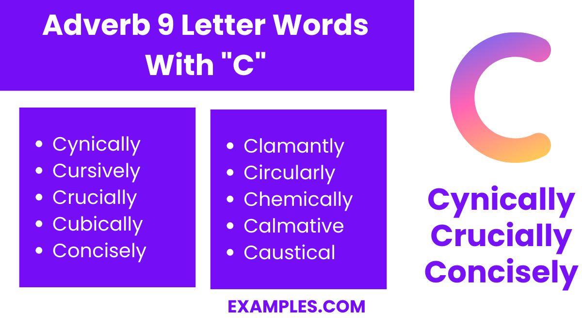 adverb 9 letter words with c