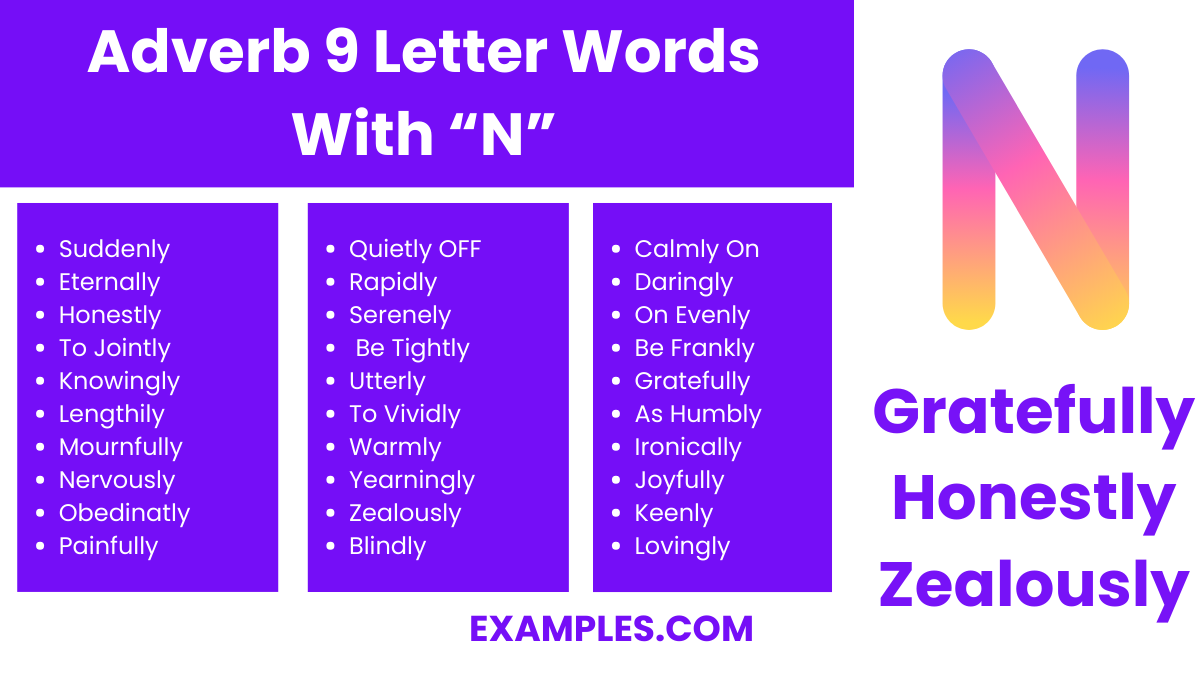 adverb 9 letter words with n