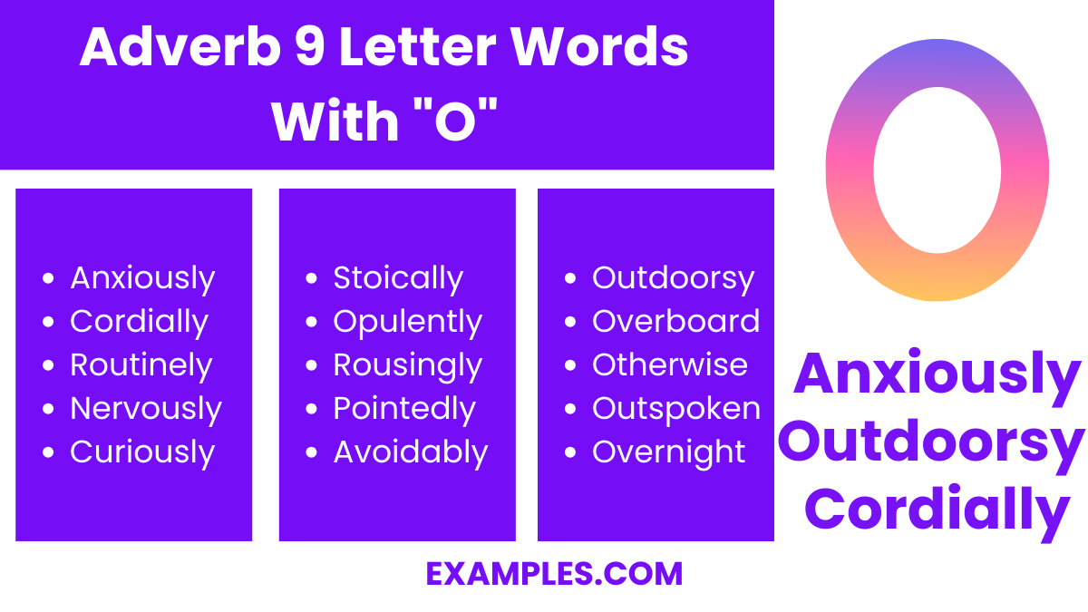 adverb 9 letter words with o