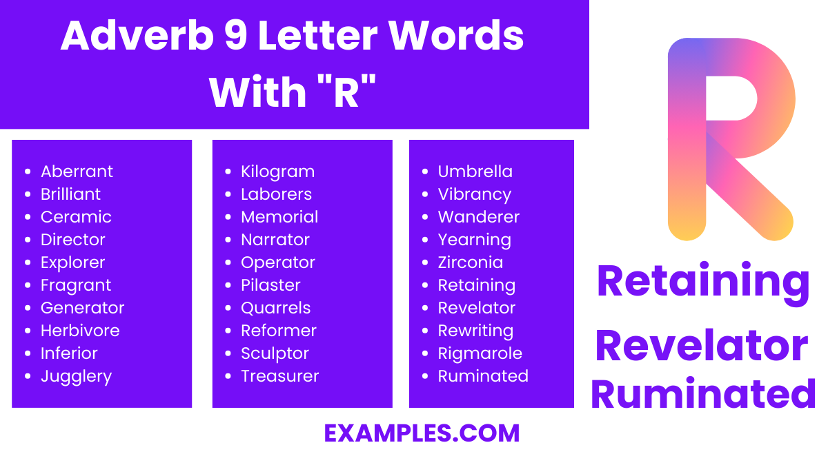 adverb 9 letter words with r