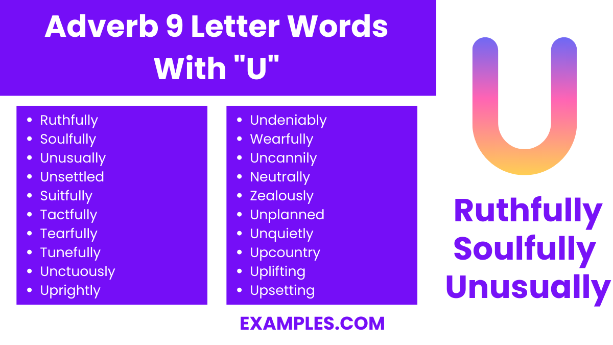 adverb 9 letter words with u