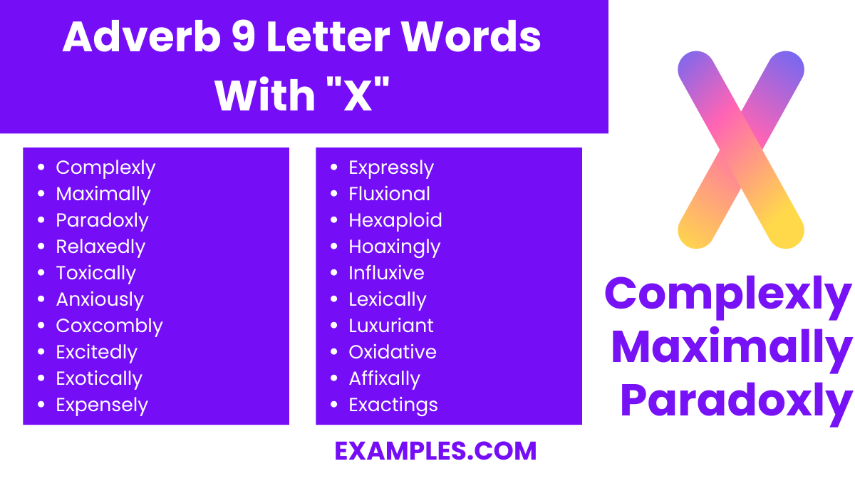 adverb 9 letter words with x