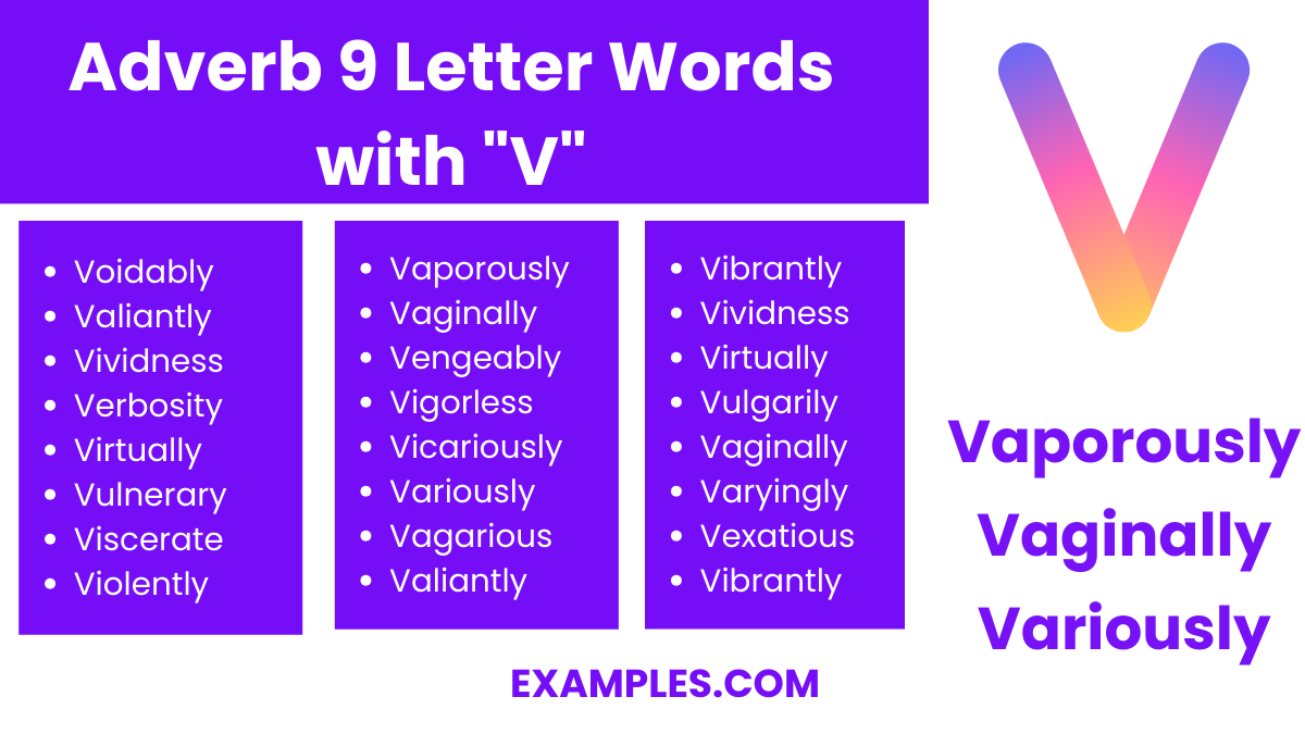 adverb 9 letter words with v