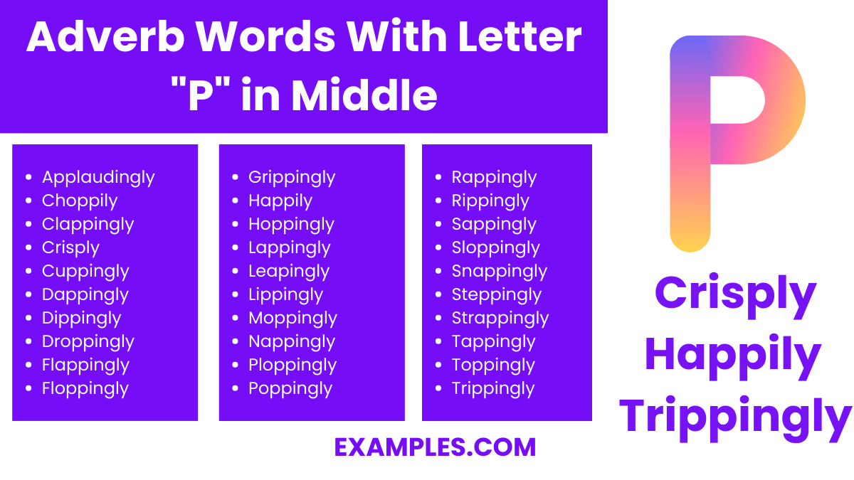adverb words with letter p in middle