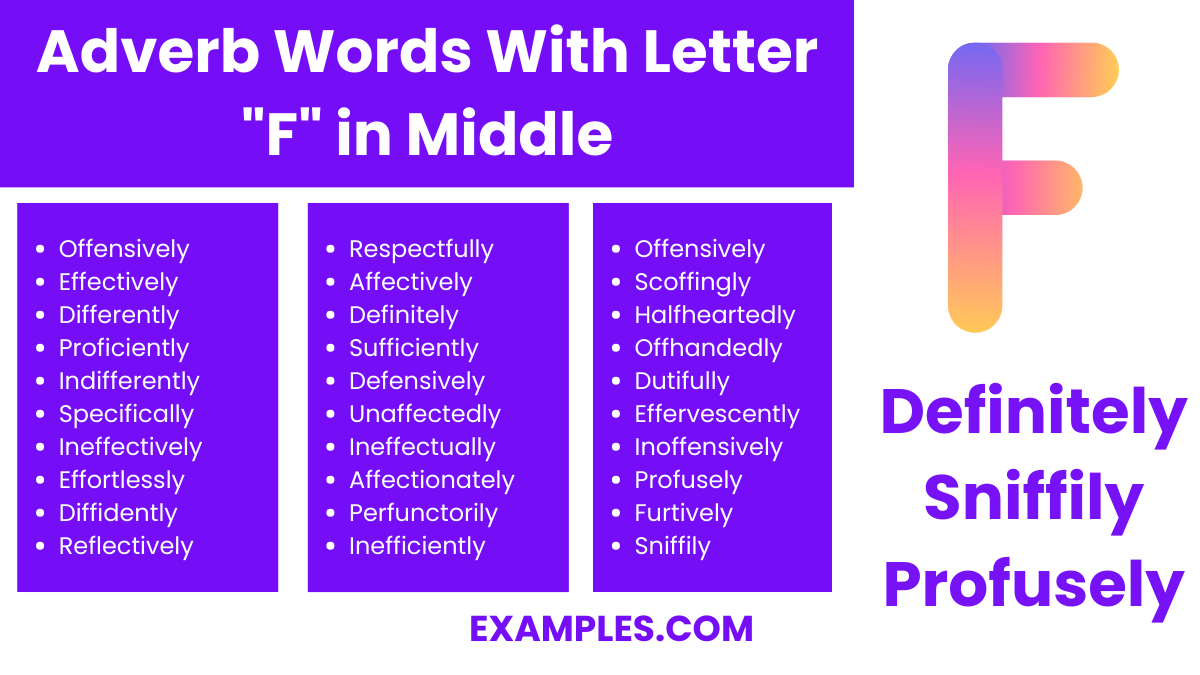 adverb words with letters f in middle