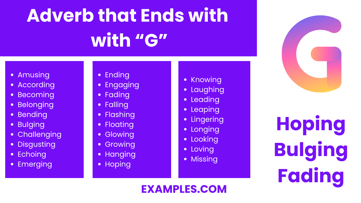 adverb that ends with g