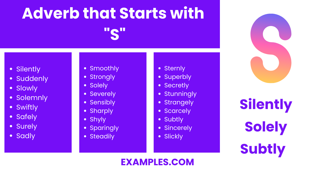 adverb that start with s