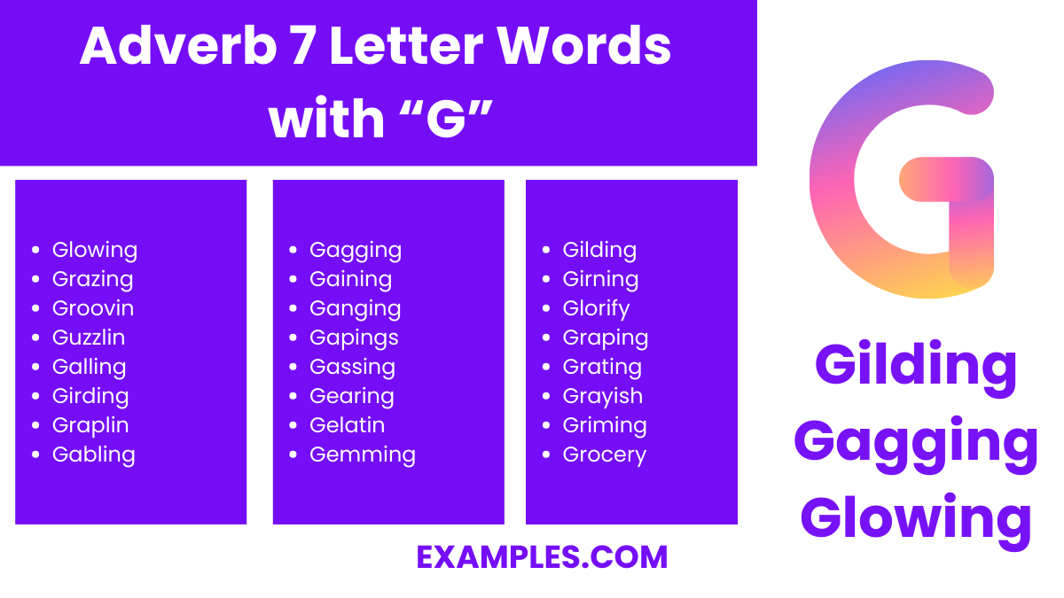 adverb7 letter words with g