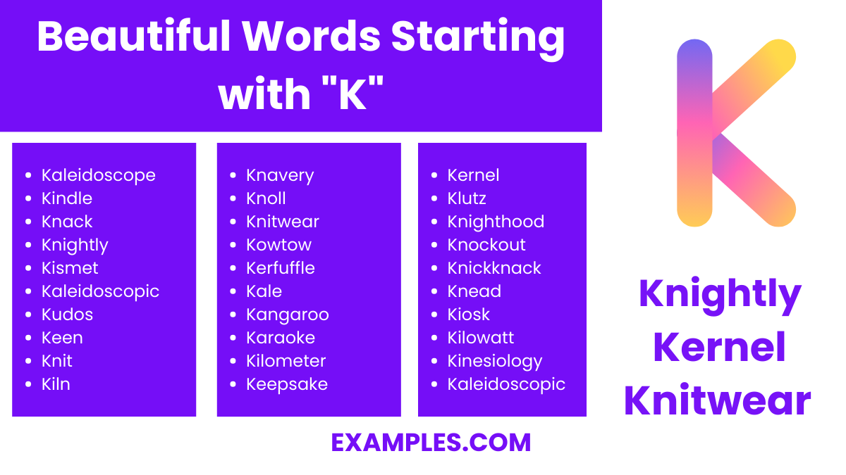 beautiful words starting with k