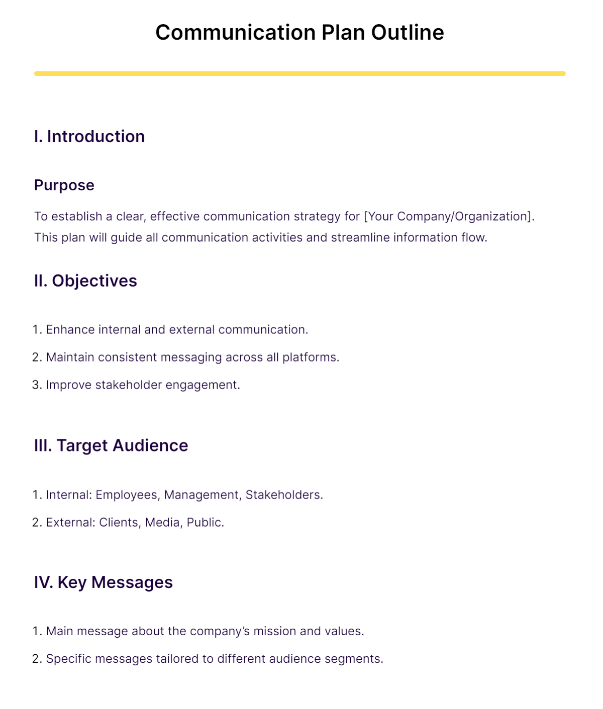 Communication Plan Outline: Examples, Pdf