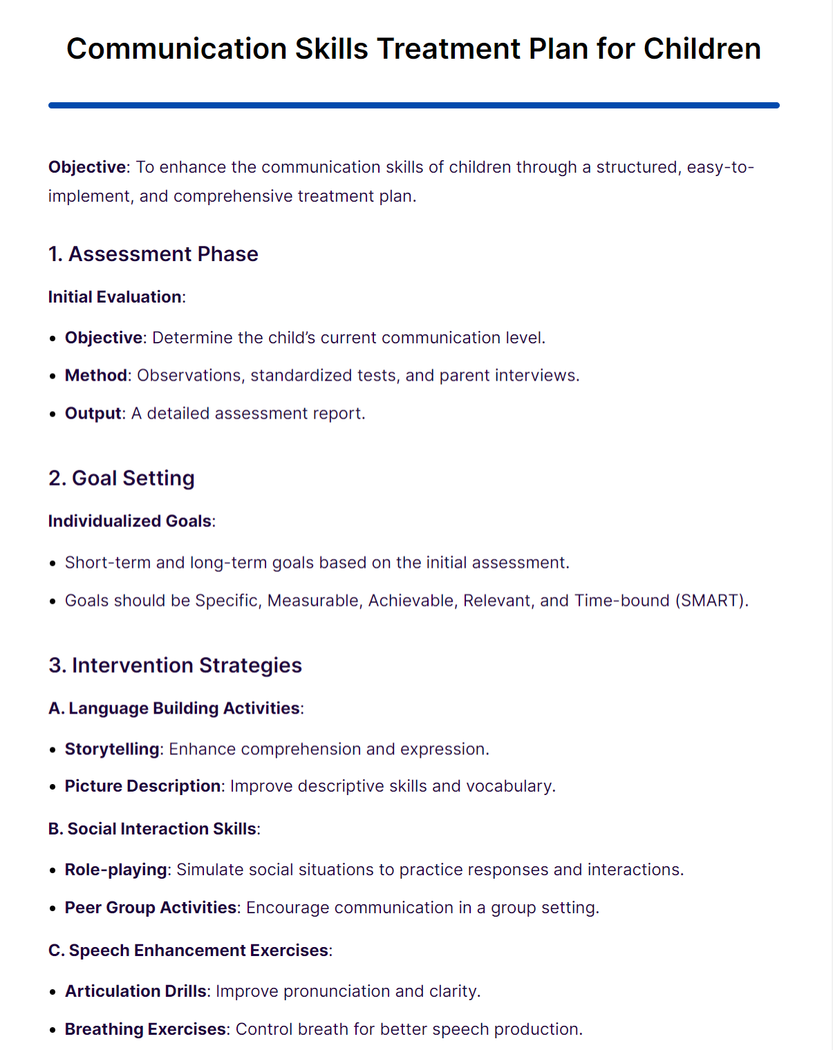 Communication Skills Treatment Plan Examples, How to Create, Pdf