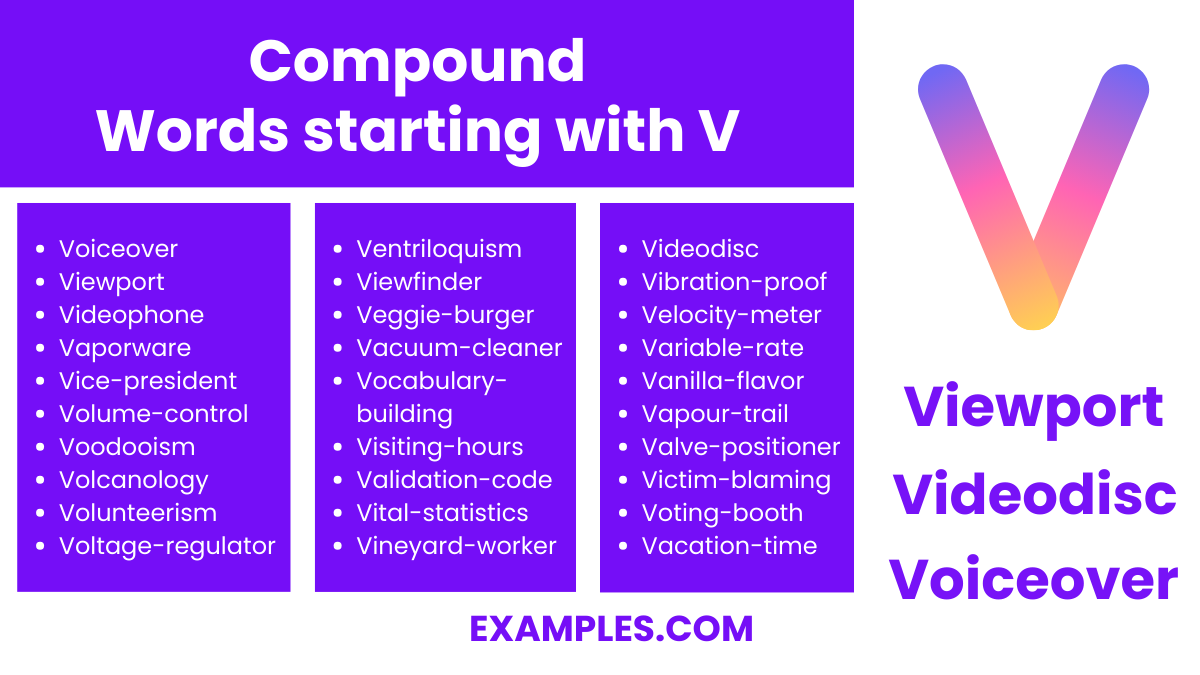 compound words starting with v