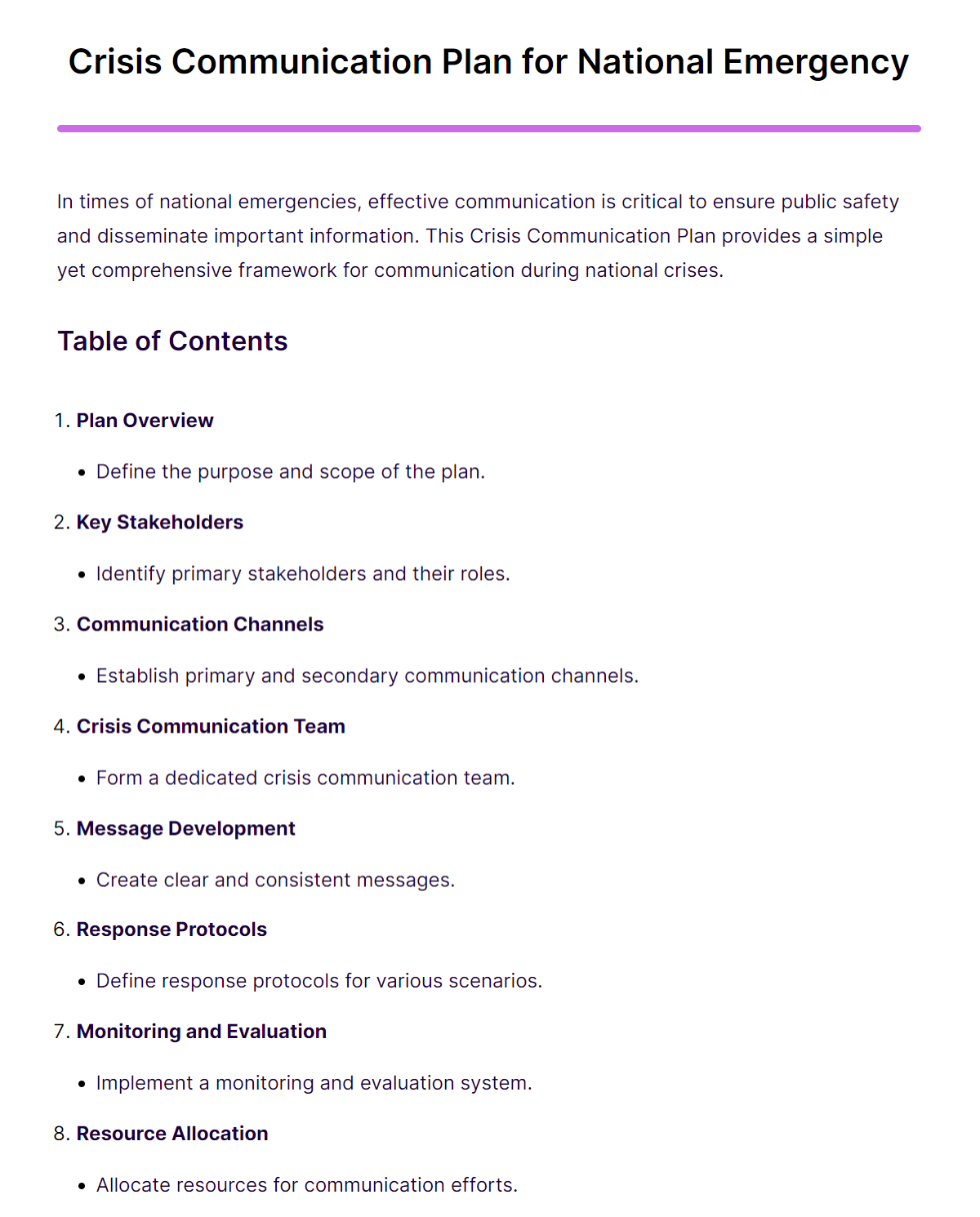 National Emergency Communication Plan Examples, How to Create, Pdf