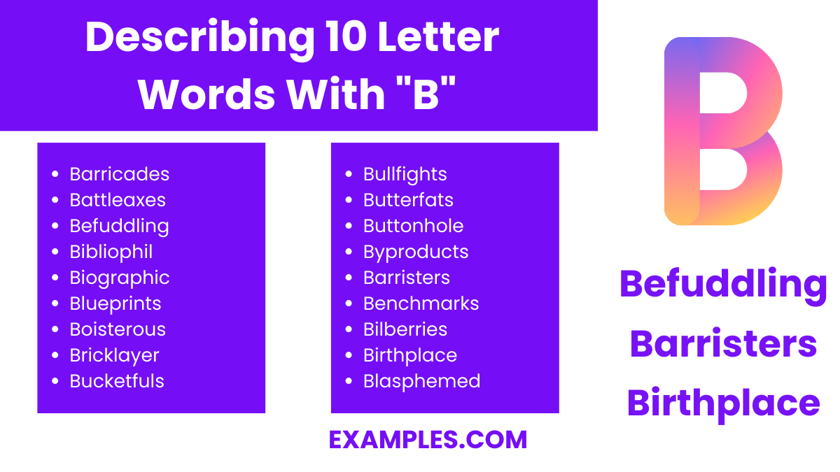 describing 10 letter words with b
