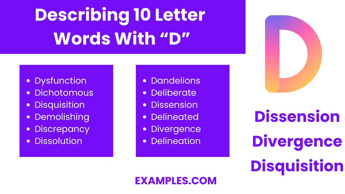 describing 10 letter words with d
