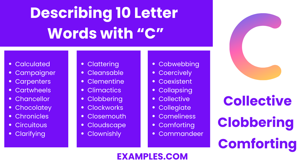 describing 10 letter words with c