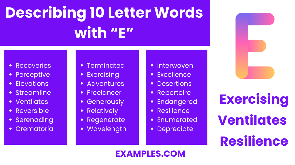 describing 10 letter words with e