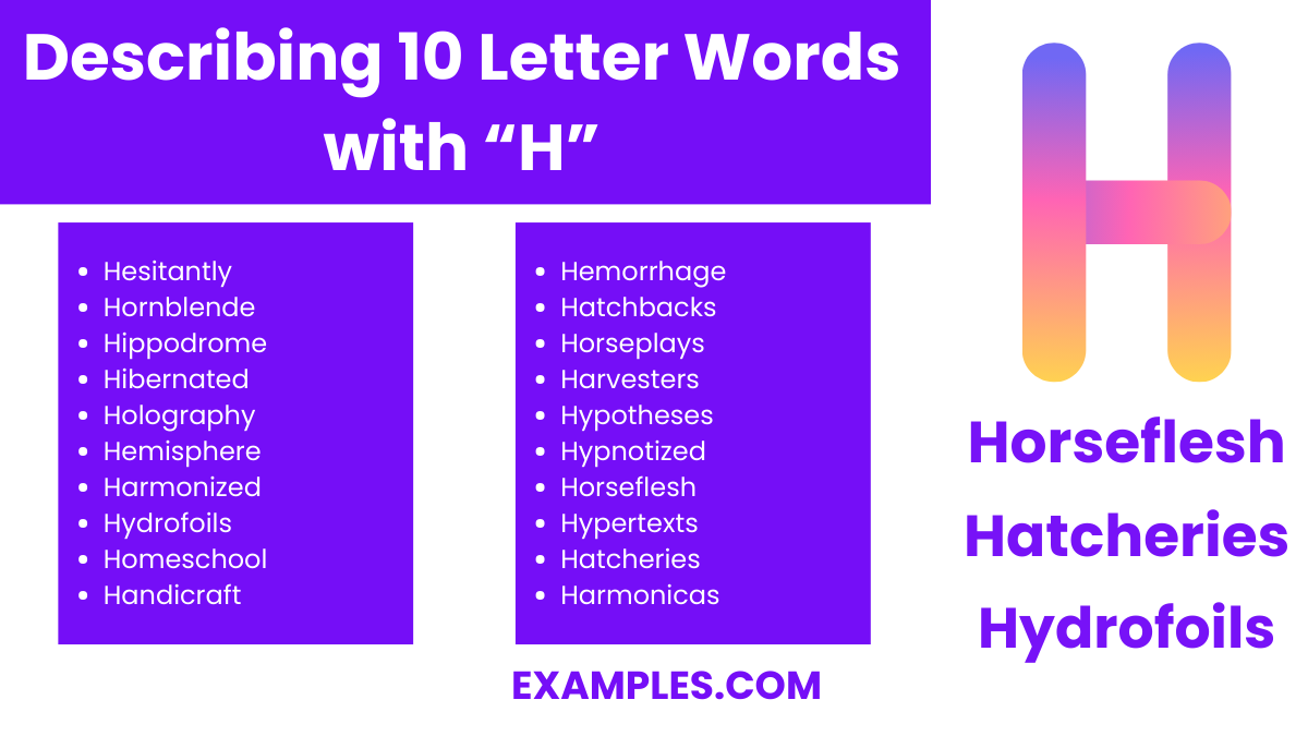 describing 10 letter words with h