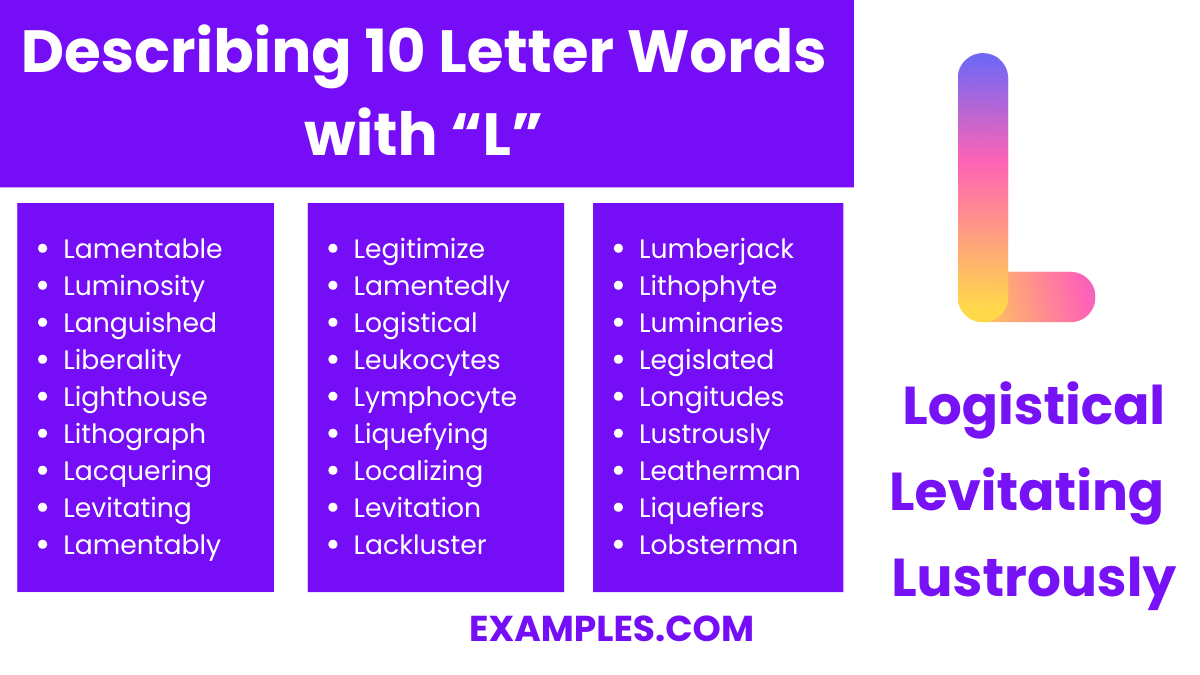 describing 10 letter words with l