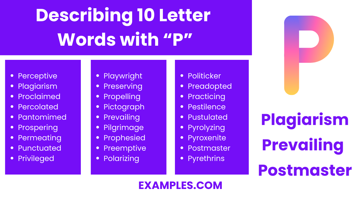 describing 10 letter words with p