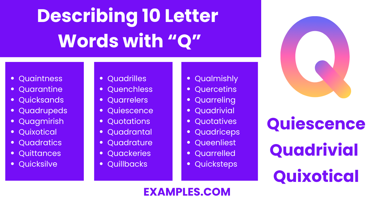 describing 10 letter words with q