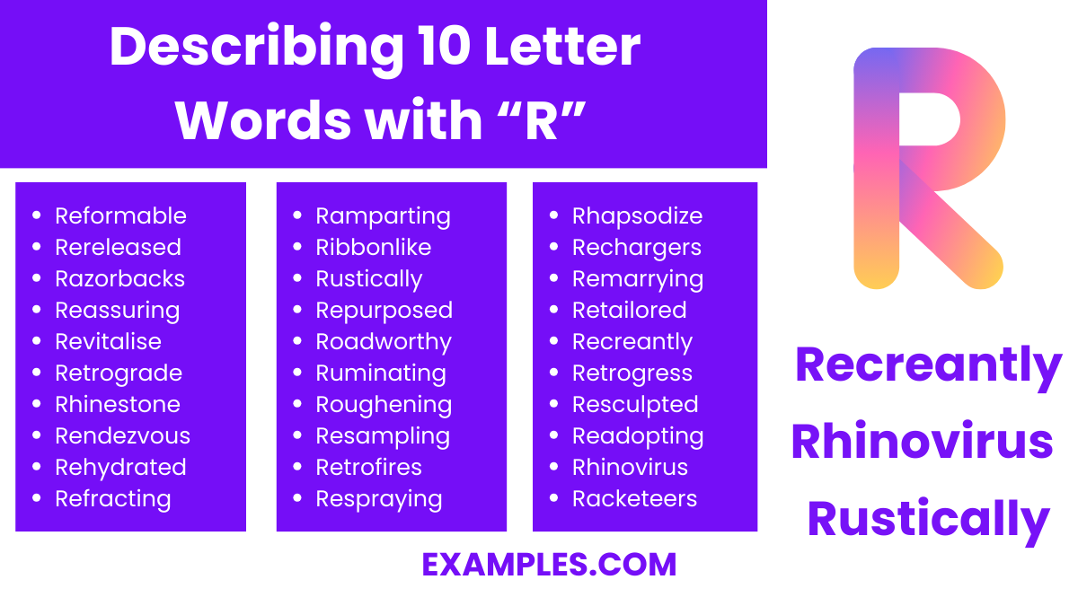 describing 10 letter words with r