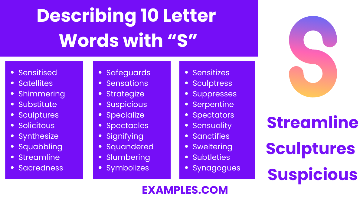 describing 10 letter words with s