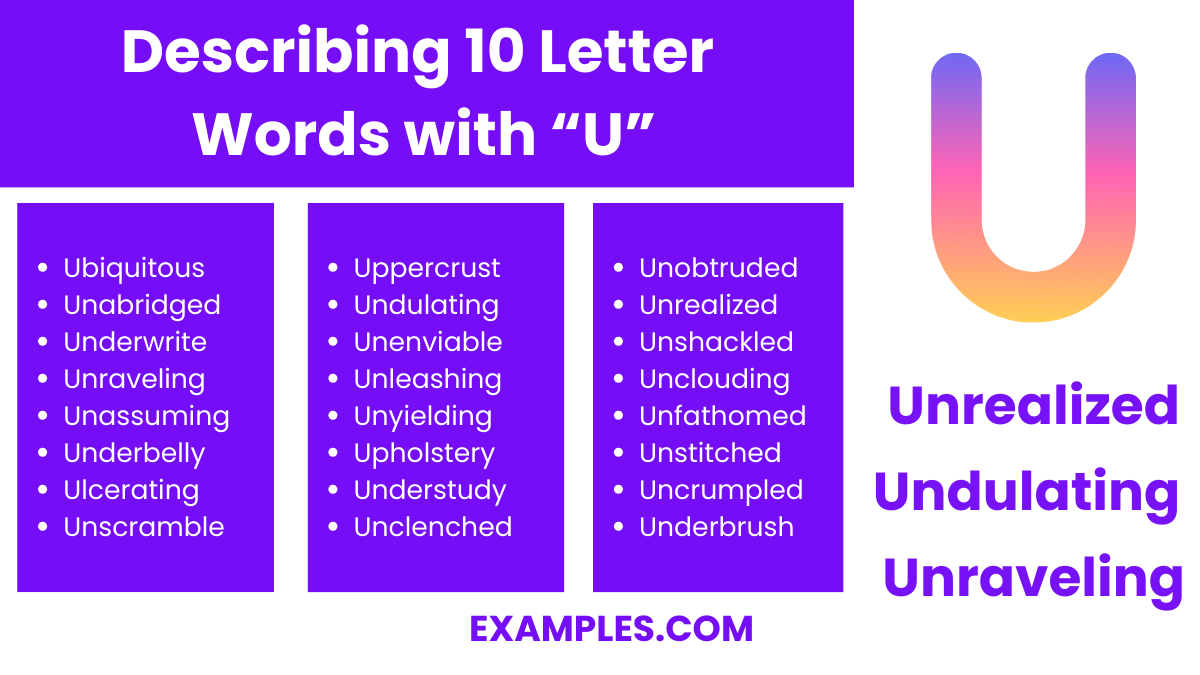 describing 10 letter words with u