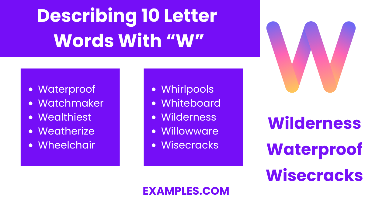 describing 10 letters words with w