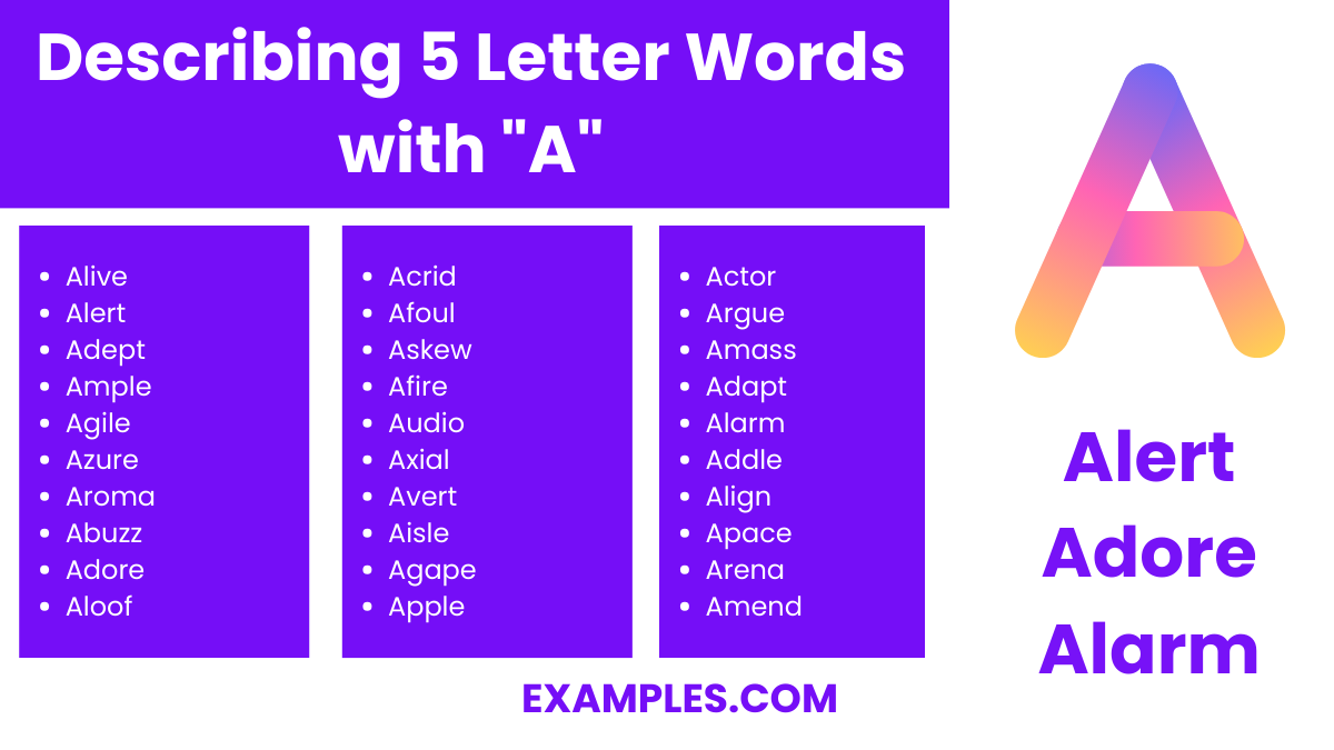 describing 5 letter words with a
