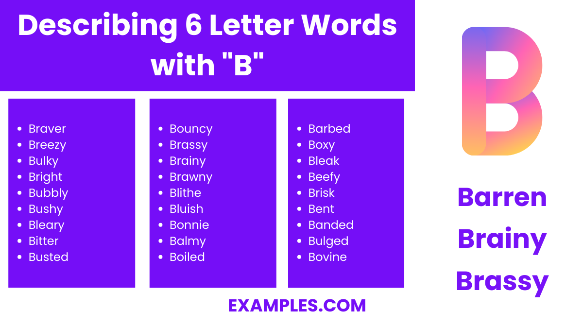 describing 6 letter words with b