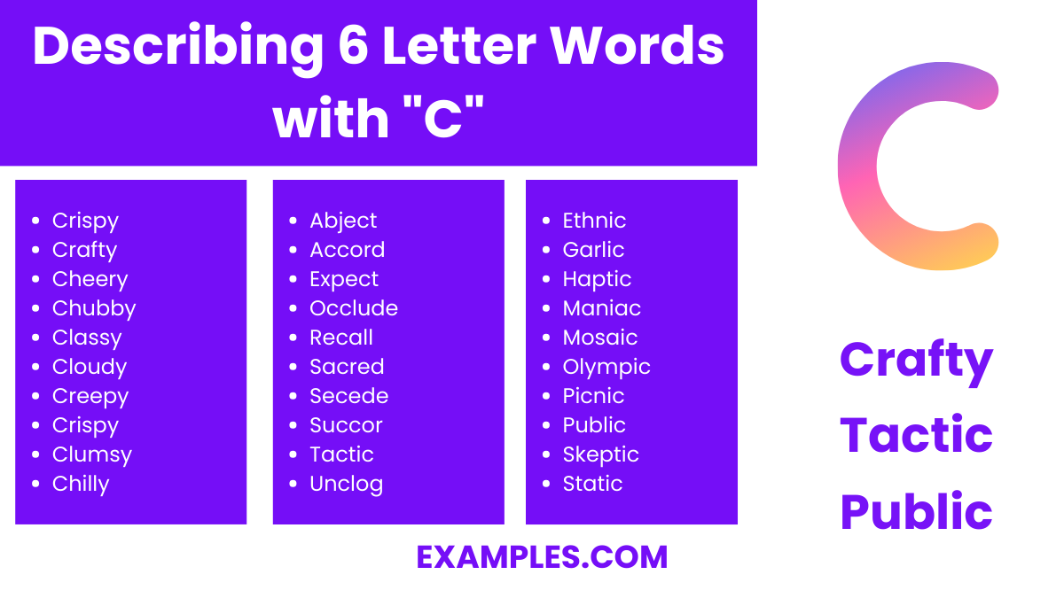 describing 6 letter words with c