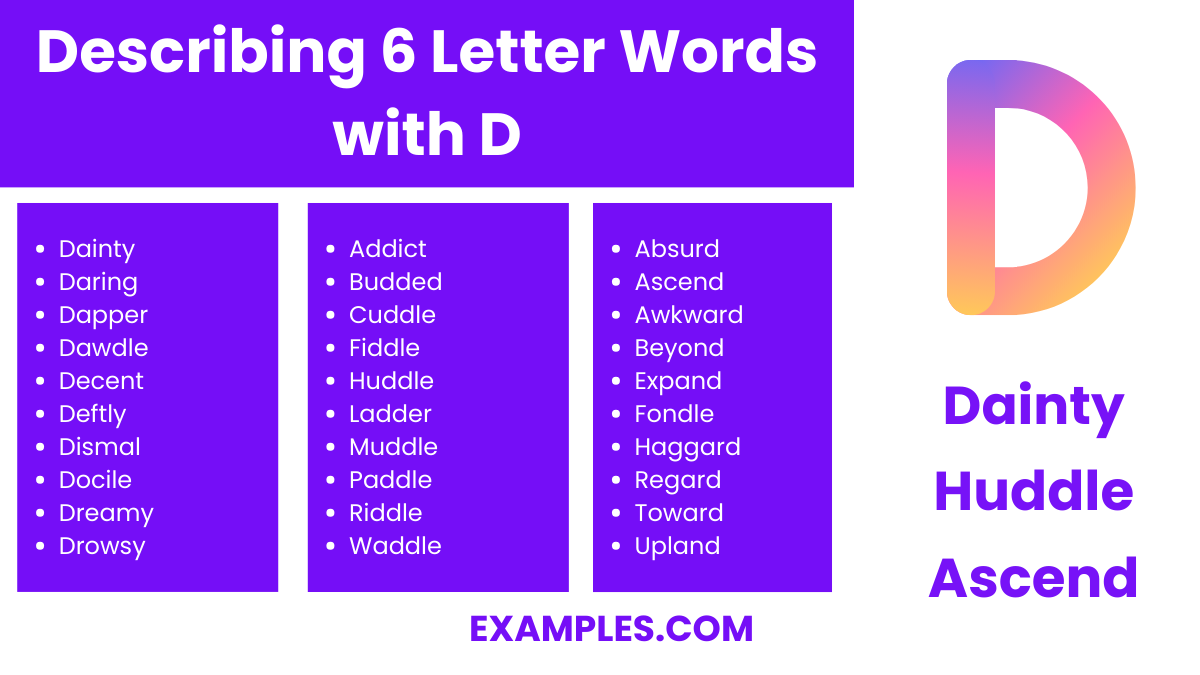 describing 6 letter words with d
